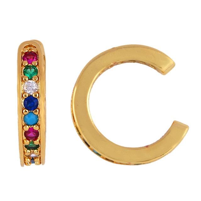 Women CZ Rainbow Earrings Cubic Zirconia Ear Cuff Set for Female Trendy Gold Huggie Clip on Earrings Earcuff Crystal Jewelry - dealskart.com.au