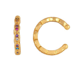 Women CZ Rainbow Earrings Cubic Zirconia Ear Cuff Set for Female Trendy Gold Huggie Clip on Earrings Earcuff Crystal Jewelry - dealskart.com.au