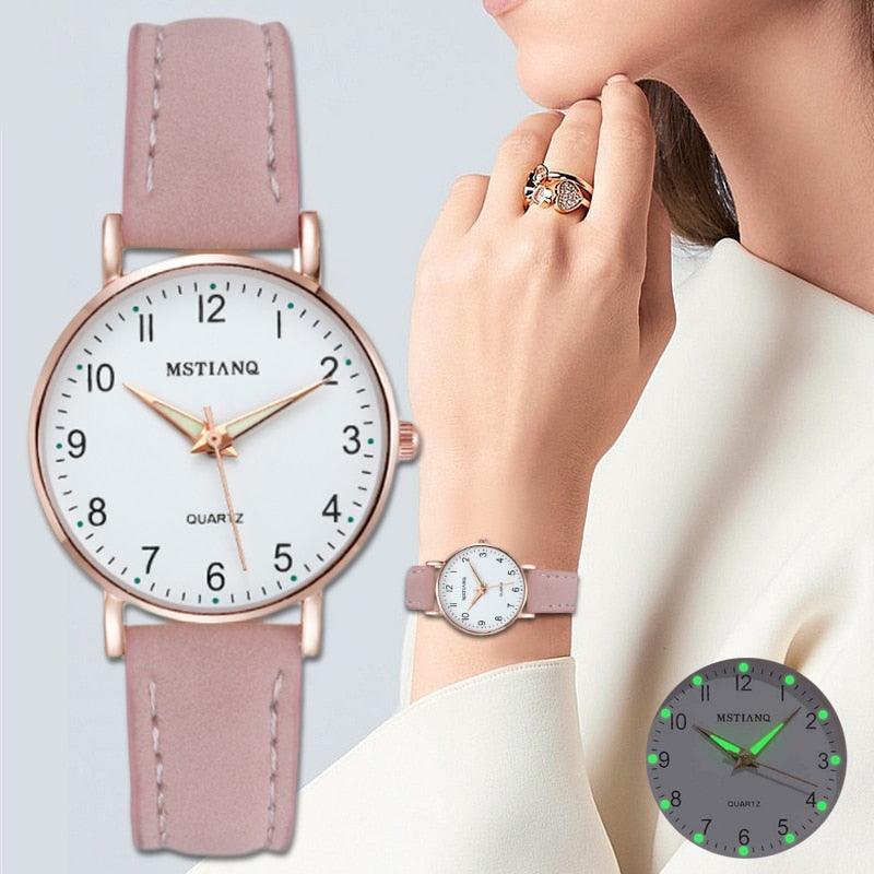 Women’s Casual Fashion Leather Belt Wristwatch - dealskart.com.au