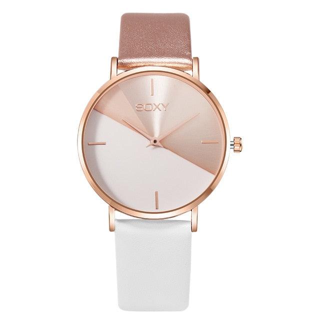 Women’s Casual Luxury Leather Rose Gold Wristwatch - dealskart.com.au