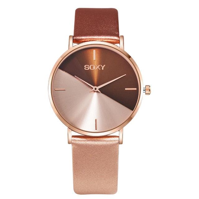 Women’s Casual Luxury Leather Rose Gold Wristwatch - dealskart.com.au