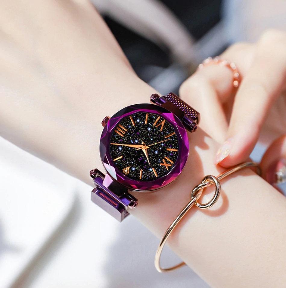 Women’s Luxury Starry Sky Magnetic Mesh Belt Wristwatch - dealskart.com.au