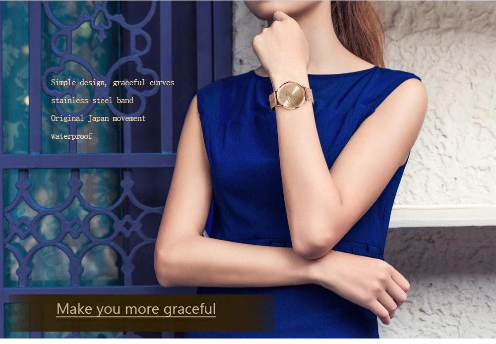 Women’s Minimalist Ultra-light weight Stainless Steel Wristwatch - dealskart.com.au