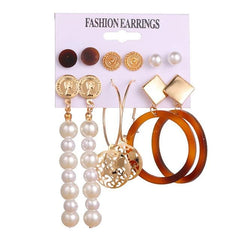 Women's Patterned Pearl and Crystal Earrings - 6/12 pairs - dealskart.com.au