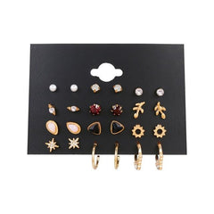 Women's Patterned Pearl and Crystal Earrings - 6/12 pairs - dealskart.com.au