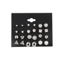 Women's Patterned Pearl and Crystal Earrings - 6/12 pairs - dealskart.com.au