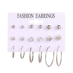 Women's Patterned Pearl and Crystal Earrings - 6/12 pairs - dealskart.com.au