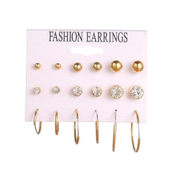 Women's Patterned Pearl and Crystal Earrings - 6/12 pairs - dealskart.com.au