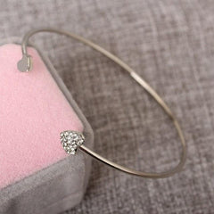 Women Silver Color Rose Gold Bracelet for Female Crystal Heart Charm Bracelet Women Bridal Wedding Fine Jewelry Gift - dealskart.com.au