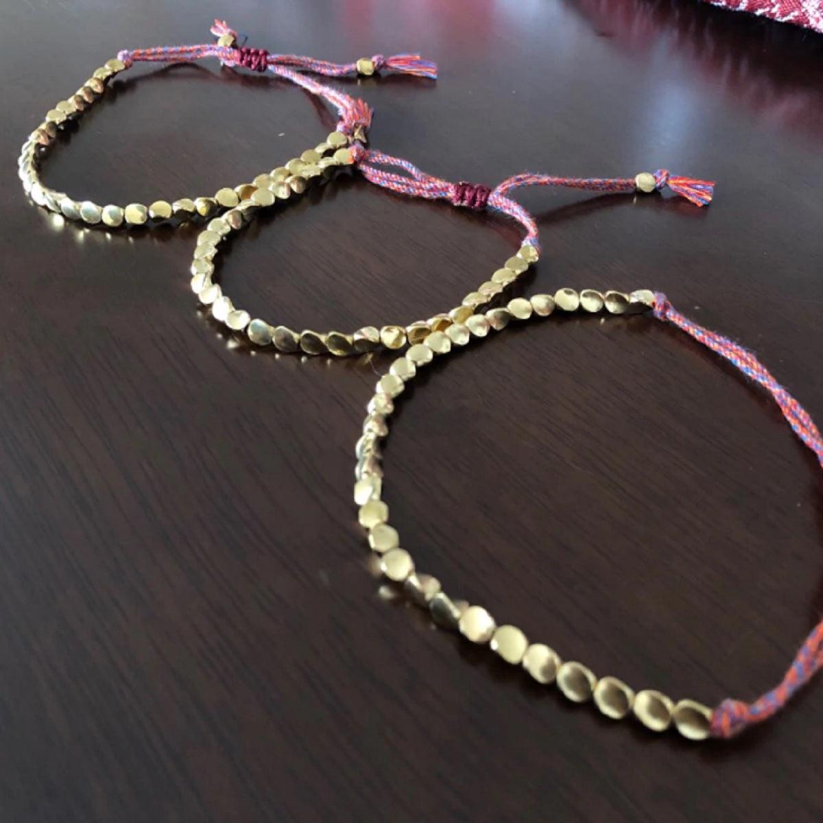 Woozu Handmade Tibetan Copper Beads Bracelet - Adjustable - dealskart.com.au