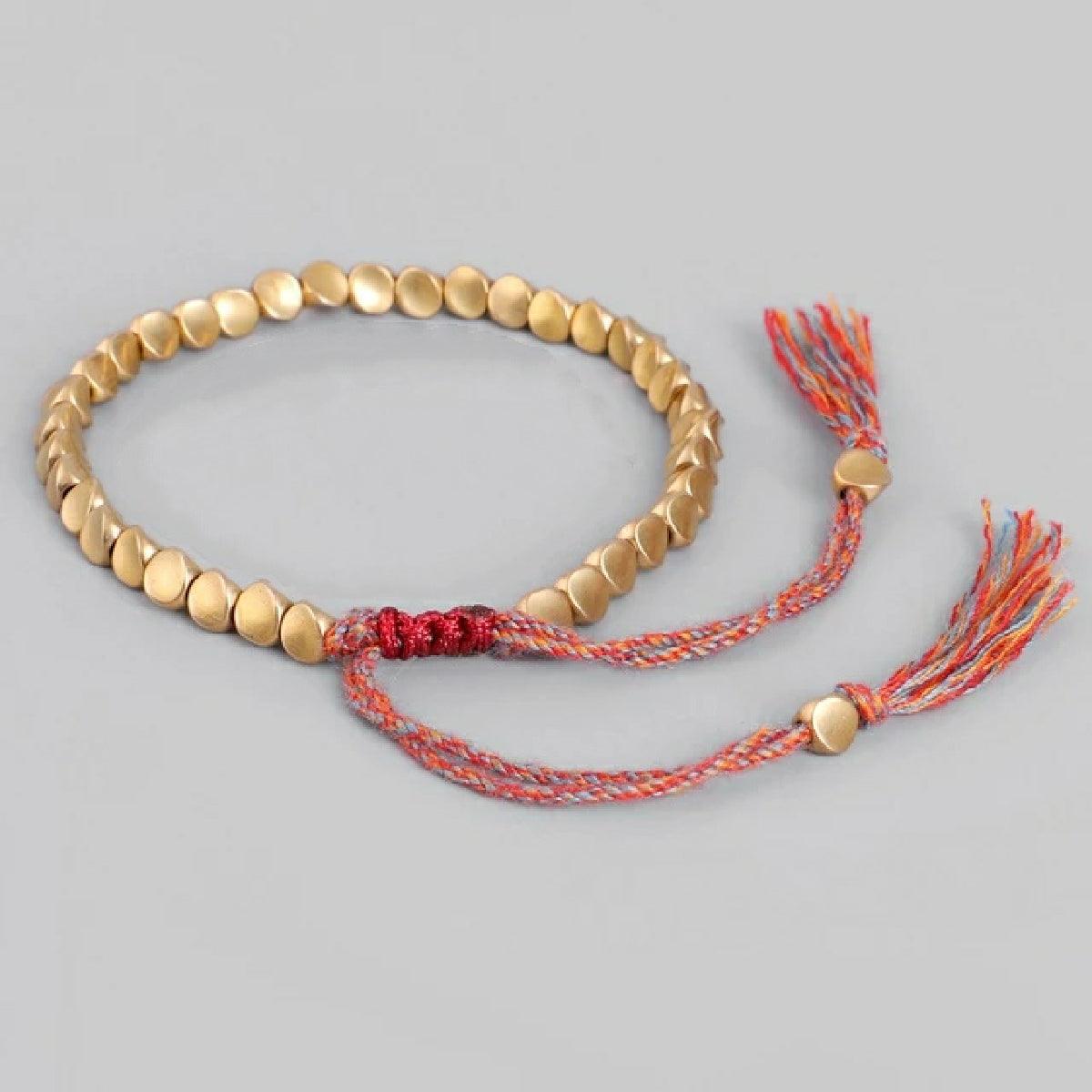 Woozu Handmade Tibetan Copper Beads Bracelet - Adjustable - dealskart.com.au