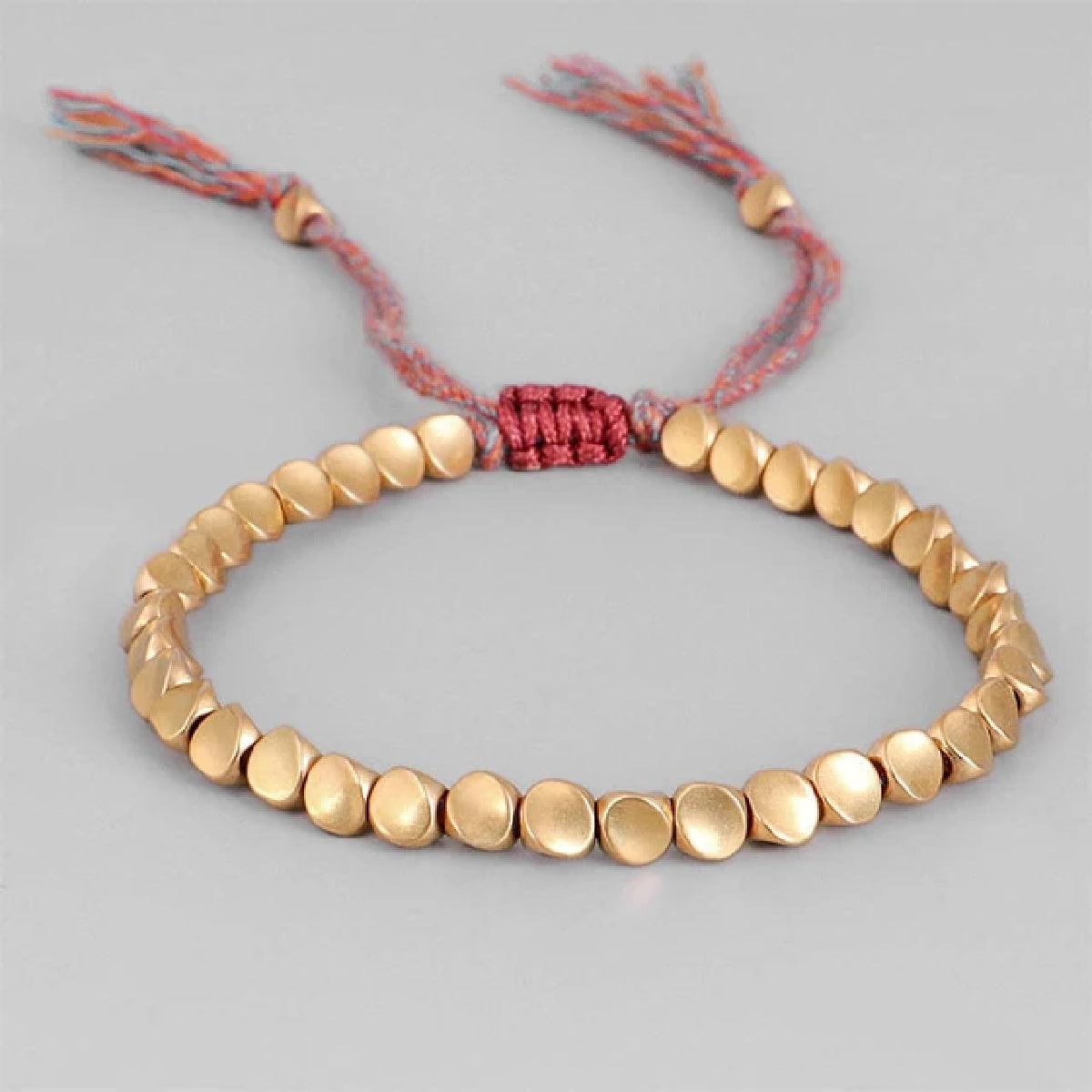 Woozu Handmade Tibetan Copper Beads Bracelet - Adjustable - dealskart.com.au