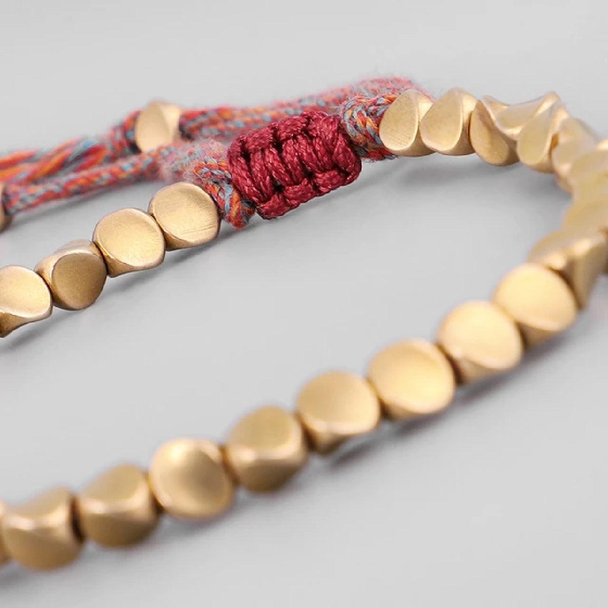 Woozu Handmade Tibetan Copper Beads Bracelet - Adjustable - dealskart.com.au