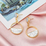 X&P Women's Marble and Pearl Earrings - Dangle Drop Hoop - dealskart.com.au