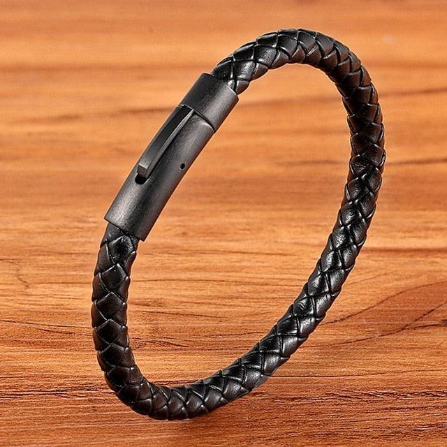 XQNI Men's Leather Bracelet Classic Braided Texture - dealskart.com.au