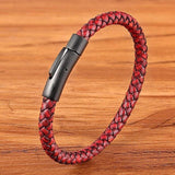 XQNI Men's Leather Bracelet Classic Braided Texture - dealskart.com.au