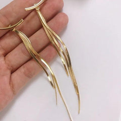 Yuedane Long Thread Tassel Drop Crystal Earrings - Glossy, For Women - dealskart.com.au