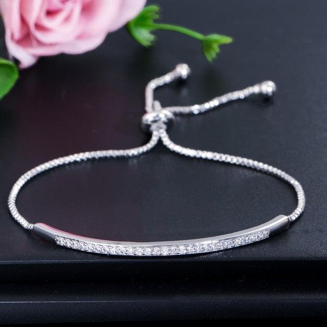 Zirconia Crystal Adjustable Bracelet - For Women, Bar Sliding - dealskart.com.au